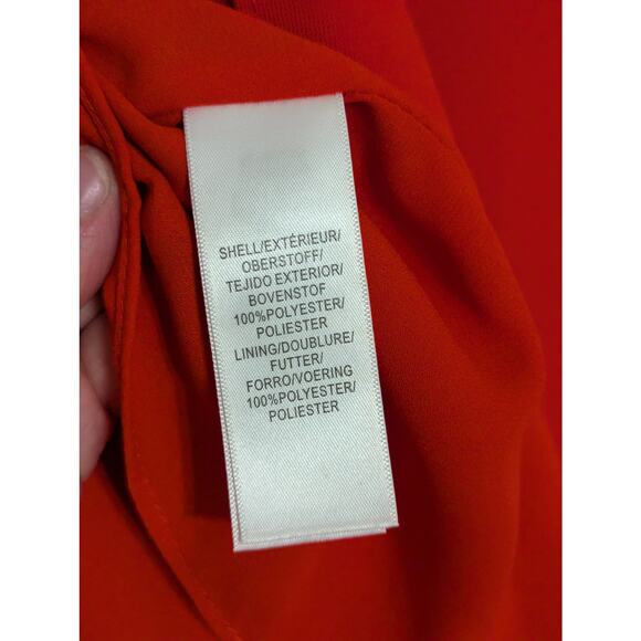 Adrianna Papell Sleeveless Asymmetrical Front Drape Crepe Shift Dress Orange - Picture 5 of 6